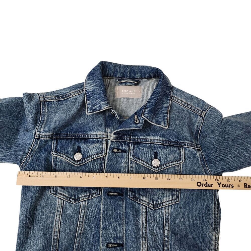 Everlane Jacket Womens XS Blue The Shrunken Denim Cropped Fit Tailored Cotton‎ - Picture 6 of 7